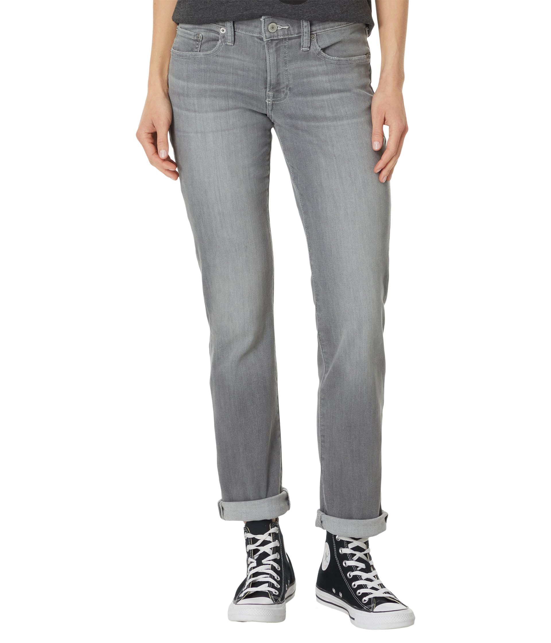 Lucky Brand Women’s Mid Rise Sweet Straight Jeans, Pebble Grey Wash