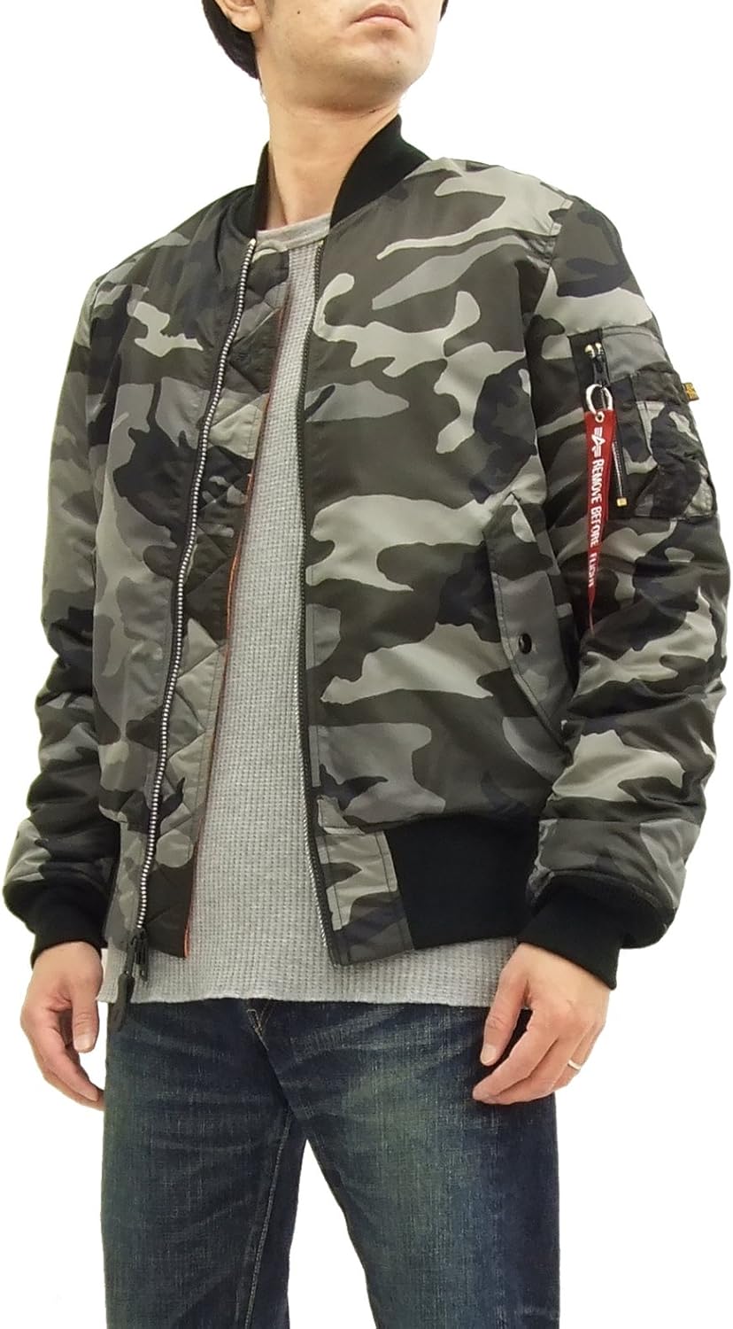 Amazon アルファ Alpha Ma 1 フライトジャケット 004 275 メンズ 迷彩 Ma1 ブラックカモ M コート ジャケット 通販