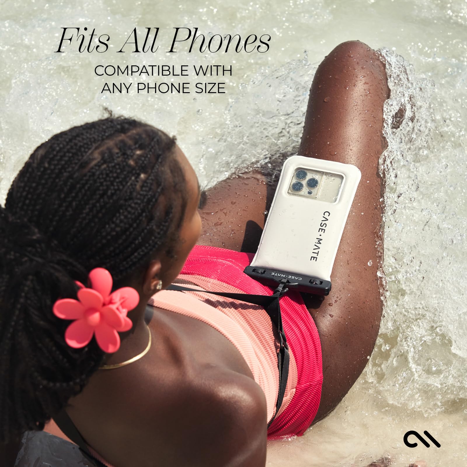 Case-Mate Case-Mate IP68 Waterproof Phone Pouch - Floating Waterproof Phone Case with Crossbody Lanyard - Beach Cruise Ship Travel Essentials - Compatible with All Devices - Touchscreen Friendly - Sand Dollar