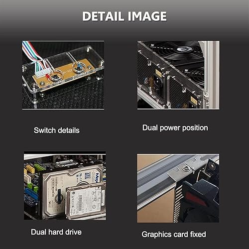 YJYGR 12 GPU Open Air Frame Mining Rig Aluminum Case, Open Air