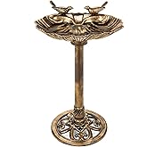 HI SUYI 32inch Antique Bird Bath Outside Garden Weather Resistant Polyresin Backyard Expressions