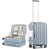 Hanke 20 Inch Expandable Carry On Luggage Airline Approved Top Opening Hard Shell Suitcases with Wheels Lightweight Travel Luggage Carry On Suitcase for Woman Men-Grey