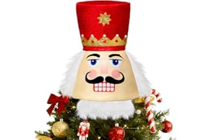 CiyvoLyeen Red Nutcracker Christmas Tree Topper Xmas Nutcracker Wreath Attachment Tree Ornament Winter Happy Holidays Classic Decoration Festive Gift Ideas Supplies