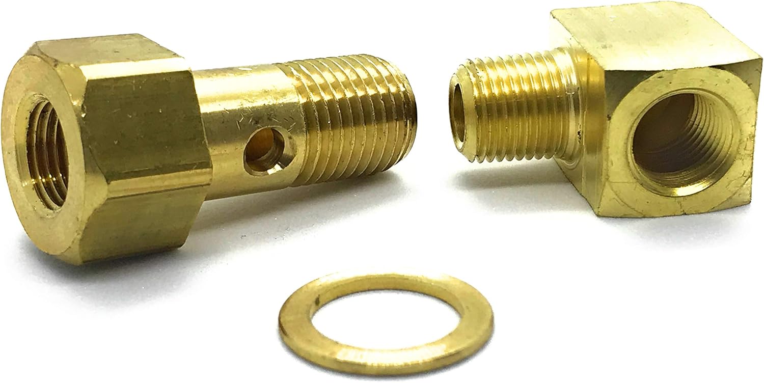 Fuel Pressure Gauge Adapter Banjo Bolt Fitting 12MM Bolt KIT 1/8 NPT