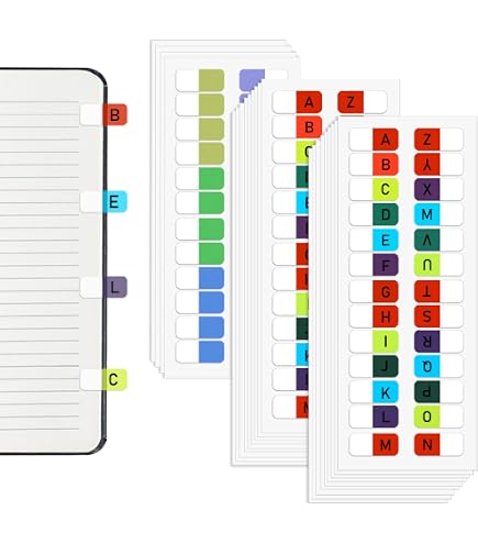 Notebook With Tabs 616 Pcs A-Z Alphabet Index Tabs – Multicolor Self ...