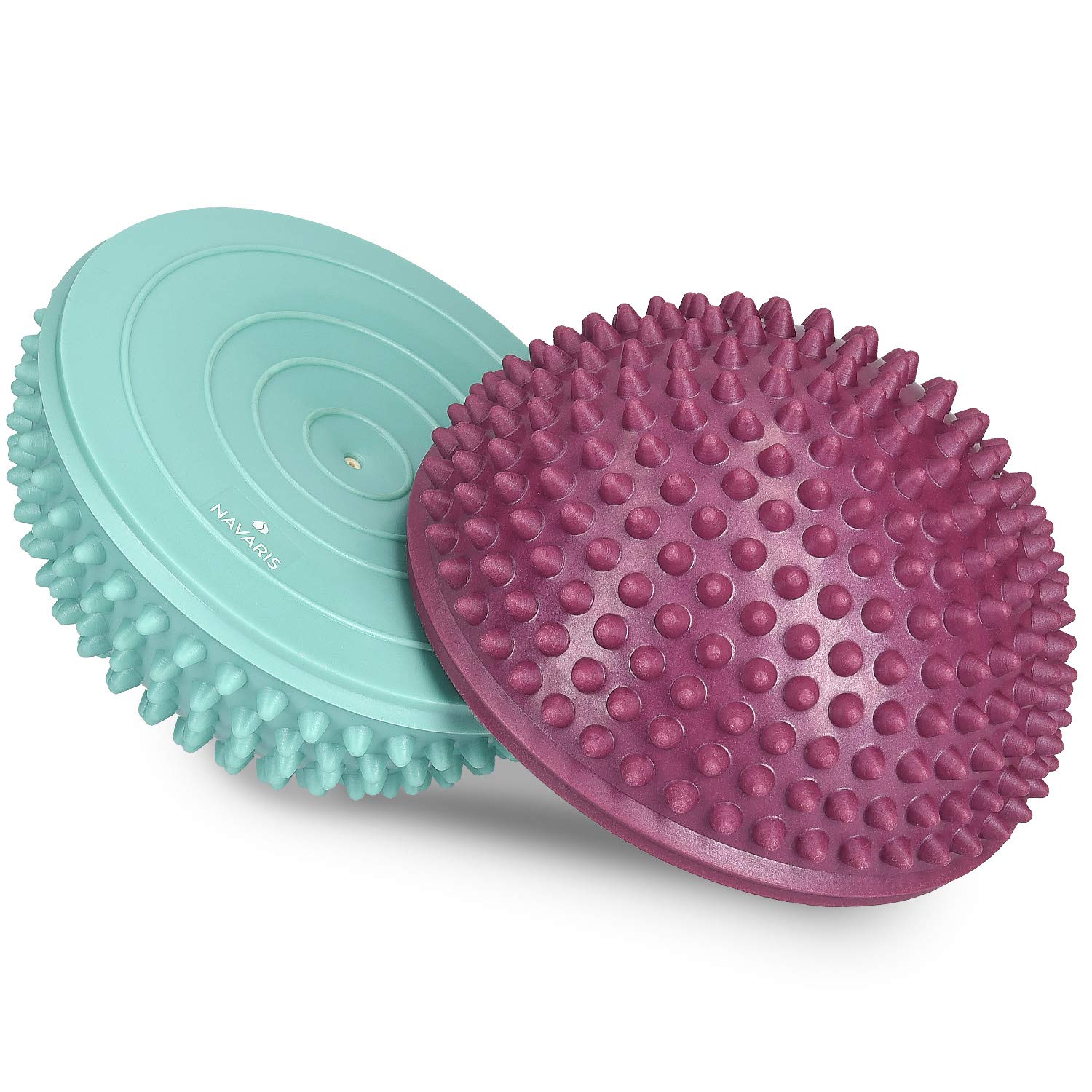 Navaris 2x Hedgehog Balance Pods - Set of 2 Spiky Fitness Domes for Sports, Foot Massage, Stability Training, Balancing Therapy in Multiple Colors