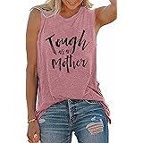 SUPEYA Tough As A Mother Tank Mom Tank Top for Women with Sayings Letters Print Casual Sleeveless Vest Shirts Tee