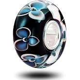 Murano Glass Charms Authentic 925 Sterling Silver Charms Core Red Flower Pink Love Heart White Yellow Glass Beads fit Pandora Style Bracelet for Women Wife Anniversary DIY Gift