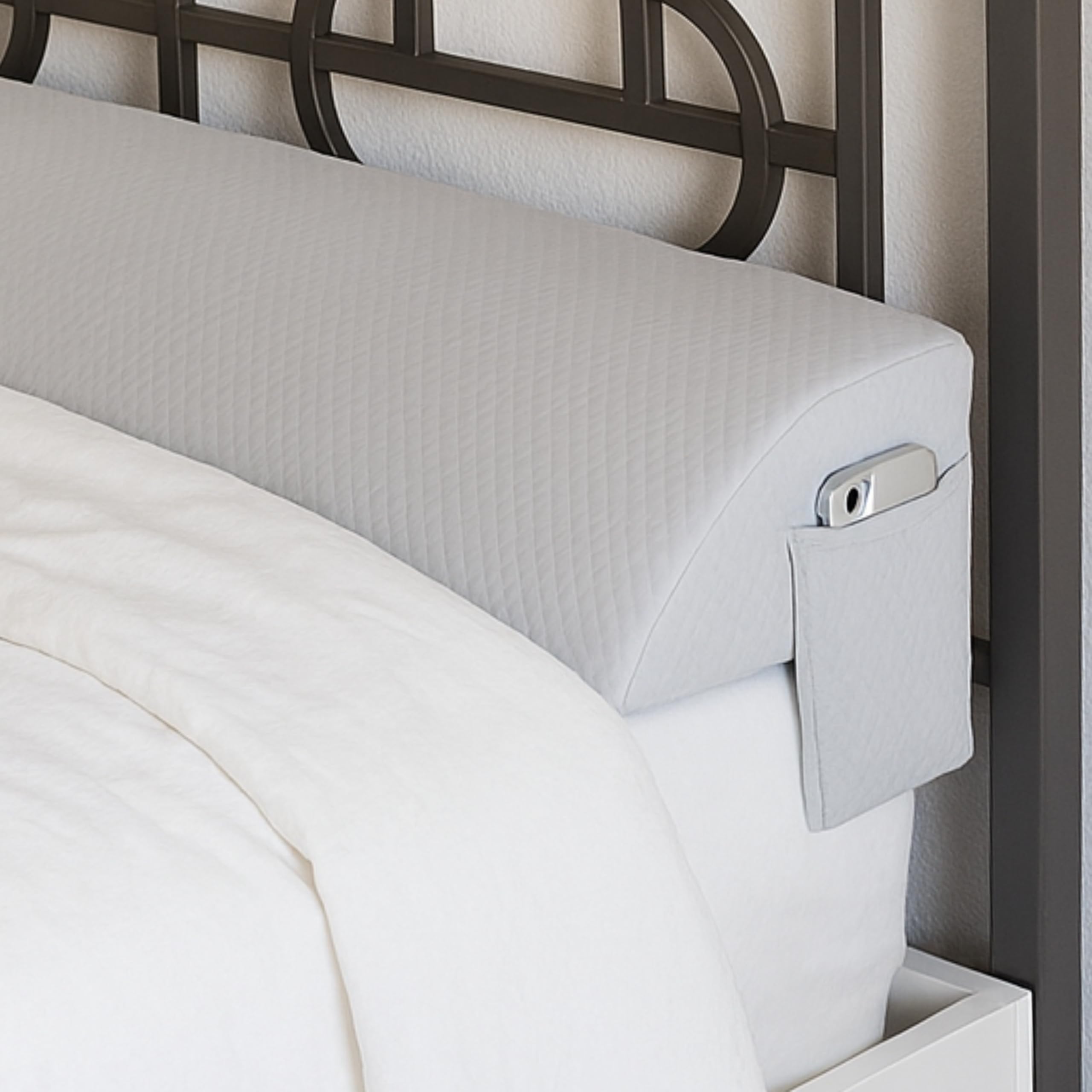 Photo 1 of Harvey Joe Bed Gap Filler with Large Side Pockets, Bed Wedge Pillow Gap Filler King Size, Headboard Pillow Foam, Long Wedge Pillow, King Size, Gray