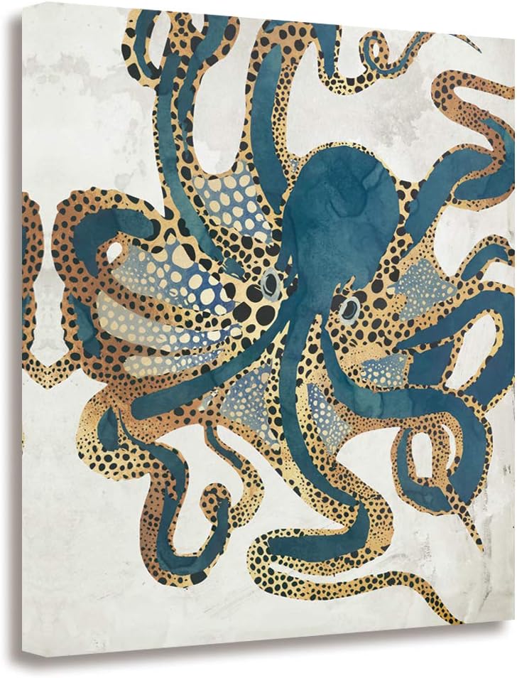 GEVES Octopus Decor Wall Art Paintings Canvas Prints Modern Cool Animal Pictures for Bedroom Living Room Framed Ready to Hang Home Decor