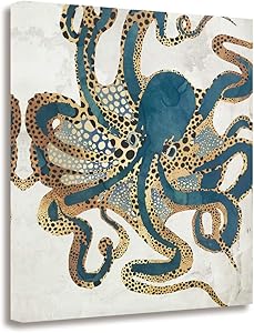 GEVES Octopus Decor Wall Art Paintings Canvas Prints Modern Cool Animal Pictures for Bedroom Living Room Framed Ready to Hang Home Decor