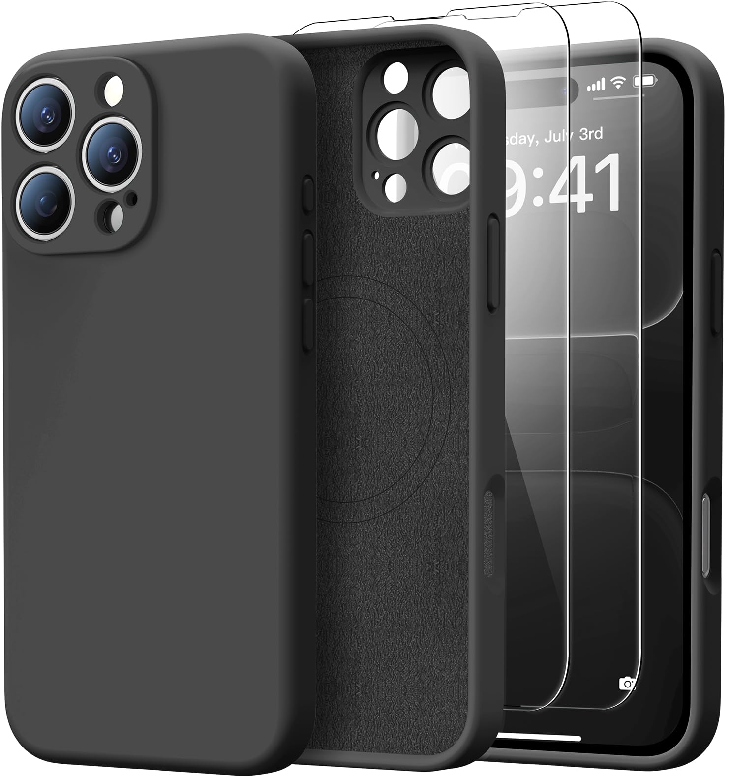 Kiresen for iPhone 16 Pro Max Case with 2 Screen Protectors - Compatible with Magsafe - Upgraded Camera Protection - Liquid Silicone Protective Phone Case 6.9" for Men, Women,Girls - Dark Grey