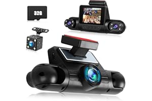 360 Degree View 4 Channel Dash Cam for Cars,Dash Cam Car Camera Front and Rear Inside Left Right,2 inch Dashcams with Night V