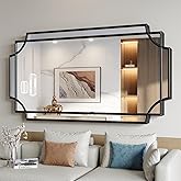 Brauthon Dining Room Mirrors for Wall, 24x48 Inch Art Deco Black Decorative Mirror for Living Room, Bedroom, Entryway, Firepl