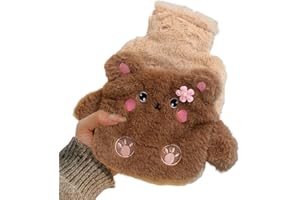 Hot Water Bottle with Cover, Cartoon Bear Hot Water Bottle Stuffed Animal, Thickened Explosion-Proof Warm for WinterHot with 