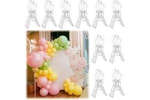 LemonRoad 10 Pack Large Balloon Arch Clips Plastic Transparent Backdrop Spring Clamps 3.5 Inch Heavy Duty Clip for Balloon Arch Kit Birthday Decoration Crafts Woodworking Photography Studios (Clear)