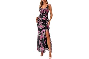 PRETTYGARDEN Sleeveless Summer Cocktail Dresses for Women 2026 Ruched Ruffle Slim Fit Slit Sexy Holiday Dress Beach Sundress