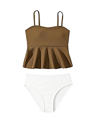 SHENHE Girl's 2 Piece High Waisted Ruffle Waffle