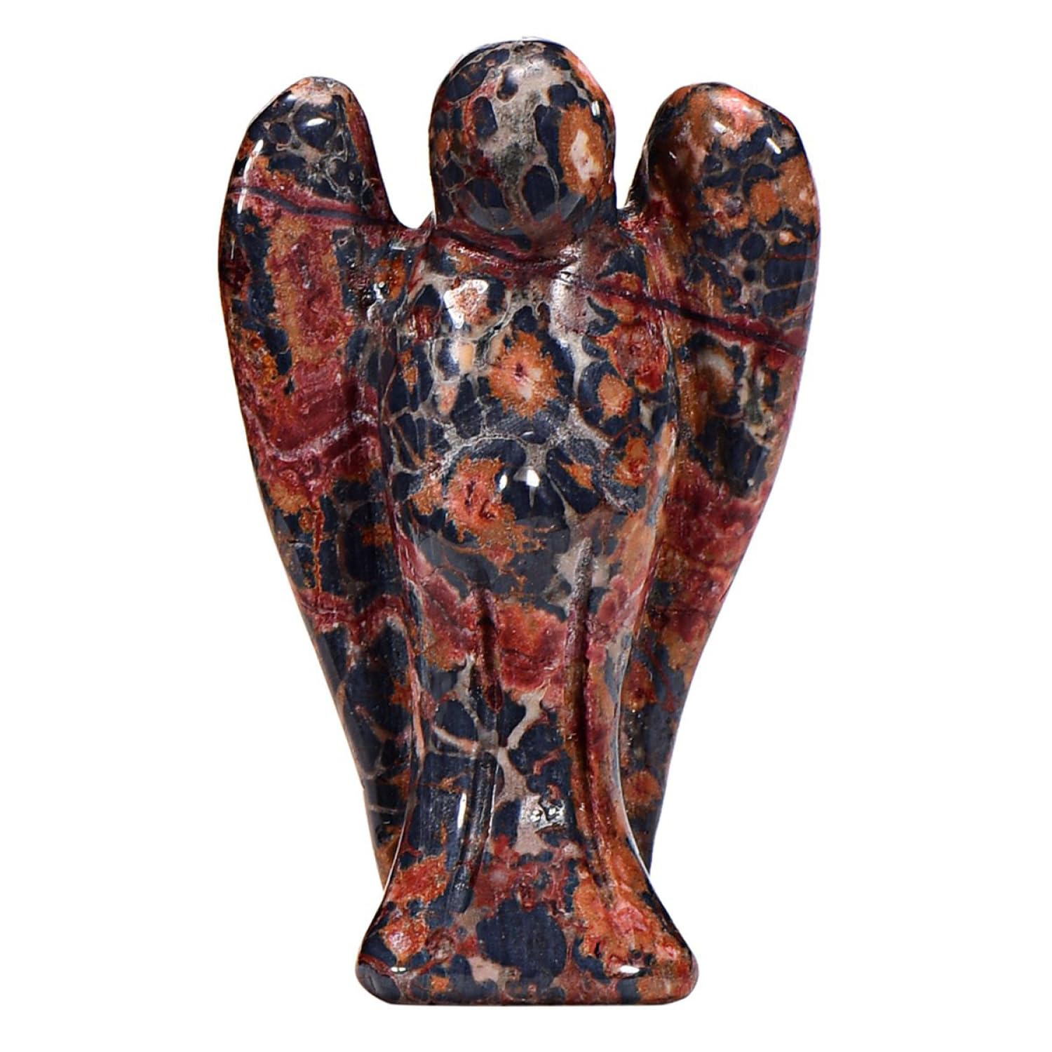 Morella Gemstone Leopard Jasper Angel Good Luck Charm Guardian Angel to take with You 3,5 cm - 1.38 inch in a Velvet Bag