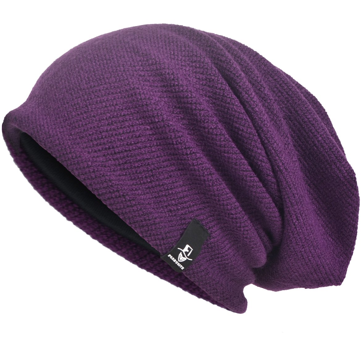 VECRY Men's Cotton Beanie Slouch Skull Cap Long Baggy Hip-Hop Winter Summer Hat (305-Purple)(Size:M)