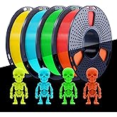 SUNLU Glow PLA Filament 1.75mm Bundle,3D Printer Filament Bundle Multicolor, Individually Vacuum Packed, 250g Spool, 4 Rolls, Yellow+Green+Blue+Red