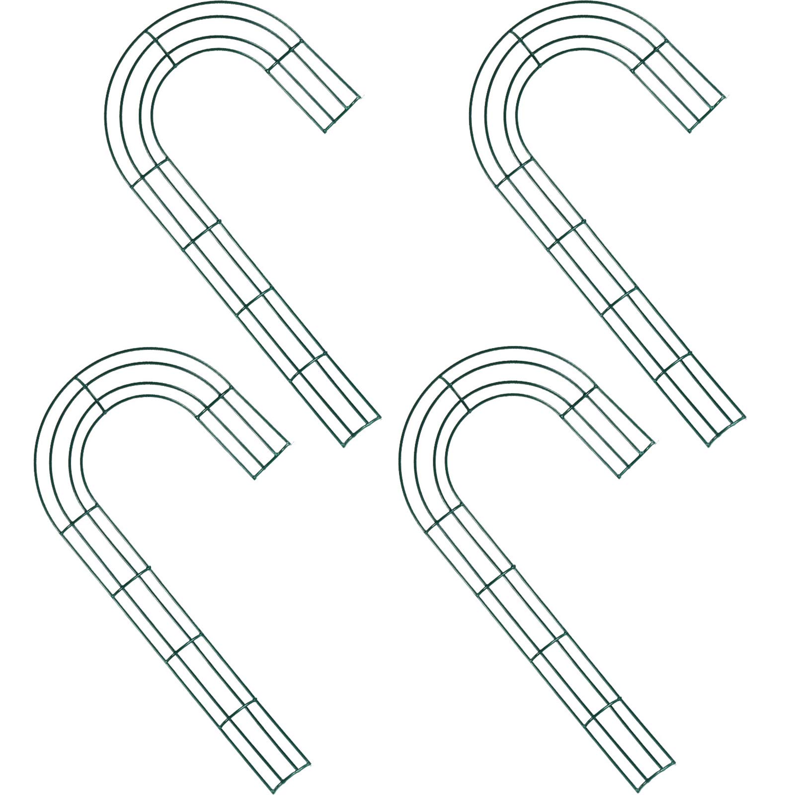 4 Pieces 12 Inch Candy Cane Shaped Wire Wreath Frame Metal Flower Wreath Frames Making Rings for Christmas,New Year Valentines Party Decoration(Dark Green, Candy Cane Shape)