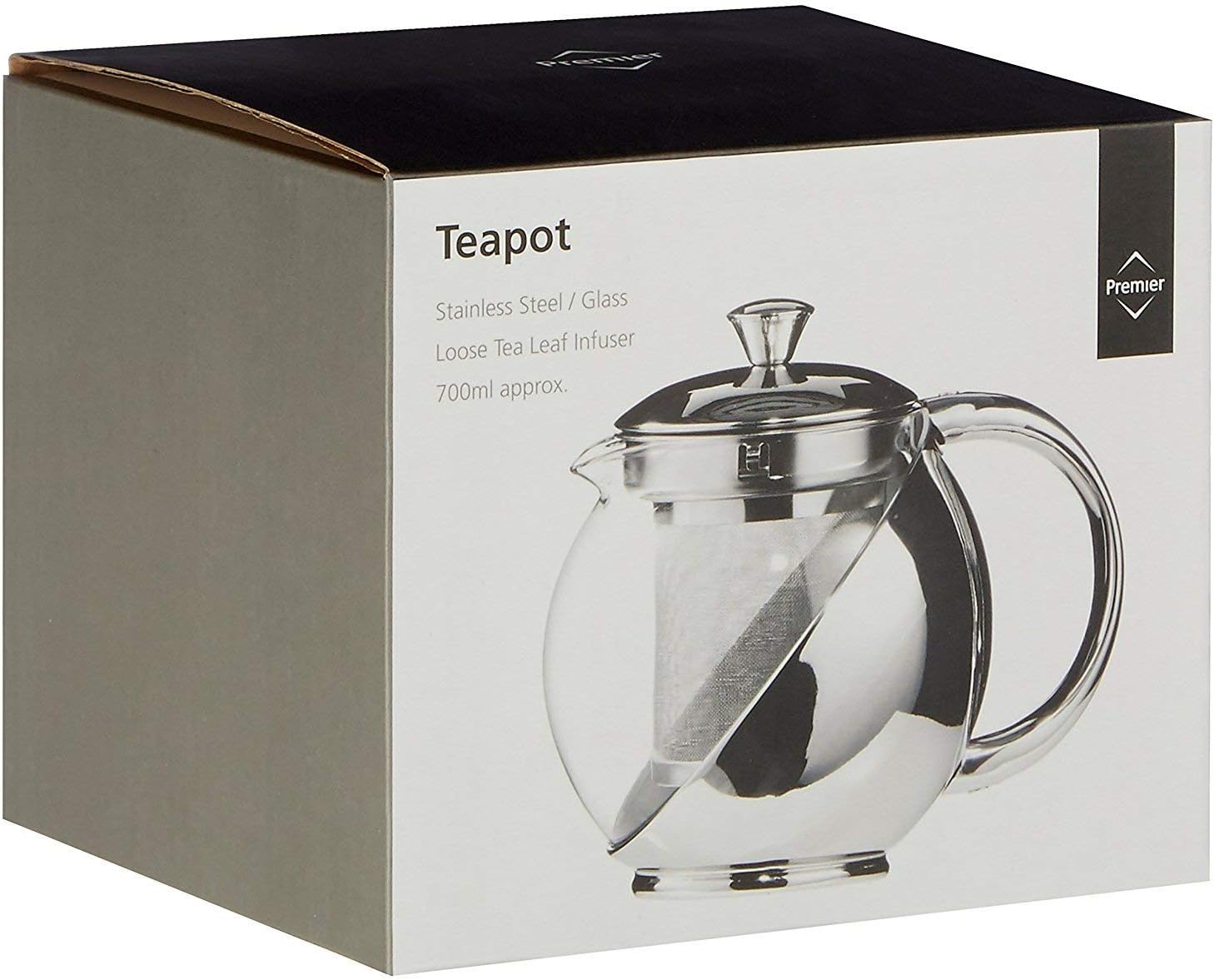Premier Housewares Teapot with Infuser, Stainless Steel - 700 ml, Silver, H13 x W17 x D12cm - Image 3