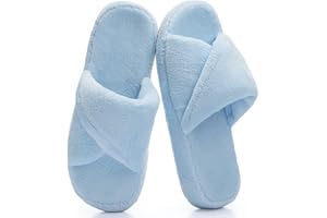 NineCiFun Women's Slippers Open Toe Breathable House Slippers with Memory Foam Fold-Over Home Shoes Comfy Trendy Gift Woman N