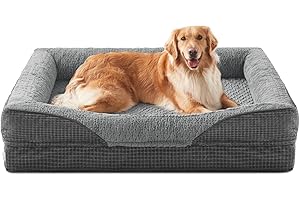 INVENHO Orthopedic Dog Beds Large Sized, XL Washable Egg-Crate Memory Foam Dog Couch Bed with Washable Removable Cover, Waterproof Lining and Nonskid Bottom
