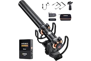COMICA VM30 Shotgun Microphone with Wired & Wireless Modes, USB C Digital Output, 75/150Hz Low Cut, Super Cardioid Video Mic 