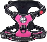 PoyPet No Pull Dog Harness Reflective Front Chest Clip Pink Medium