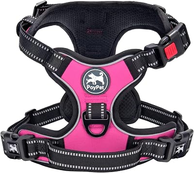 PoyPet No Pull Dog Harness Reflective Front Chest Clip Pink Small