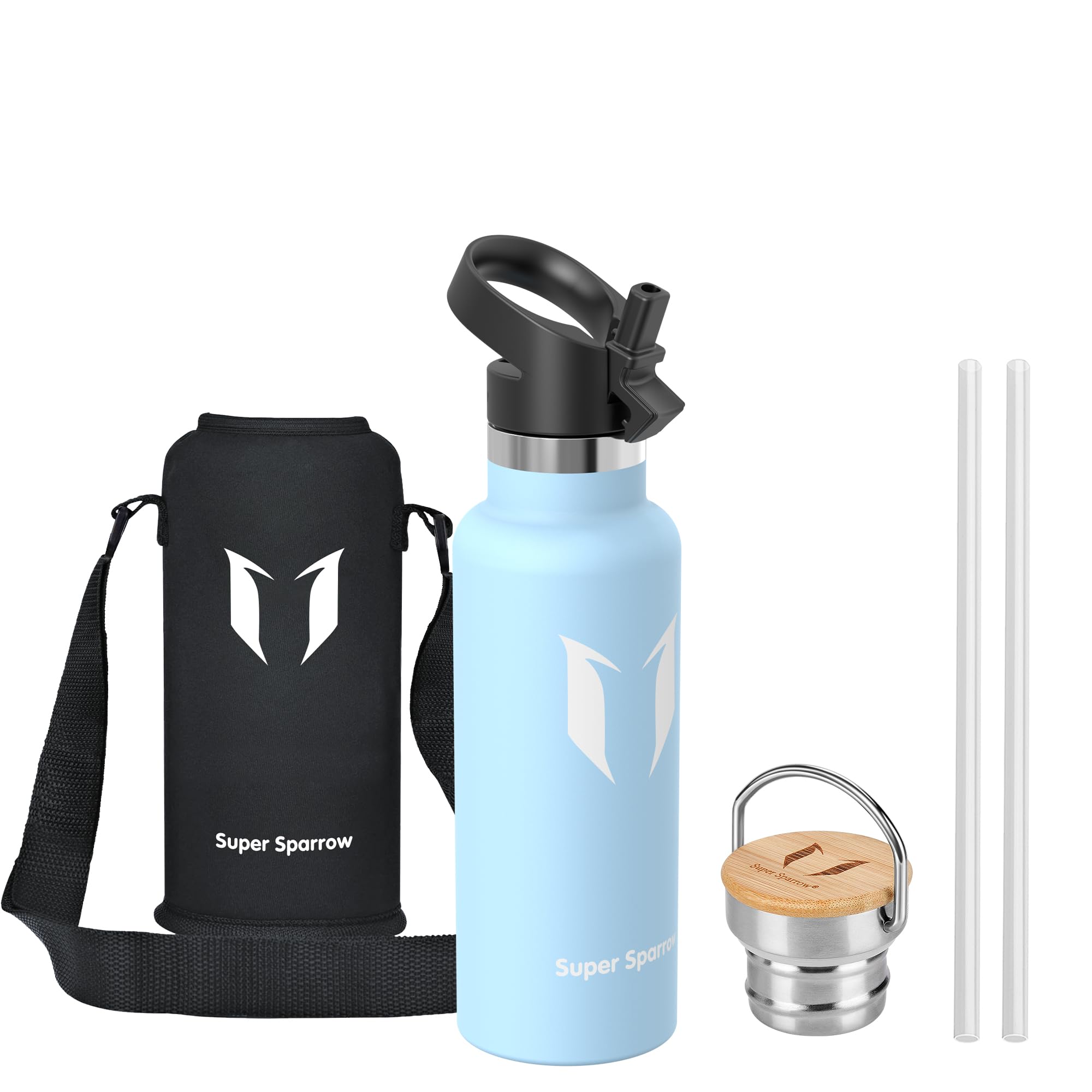 Super Sparrow Stainless Steel Water Bottle - 500ml - Vacuum Insulated Metal Water Bottle - Standard Mouth Flask - BPA Free - Straw Water Bottle for Gym, Travel, Sports — image 1