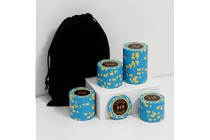 Nmroim 13.5 Grams Clay Poker Chips Casino Poker Chips Asy to Recognize Numbered Chips 40mm Large Chips, Pack of 50 Pieces