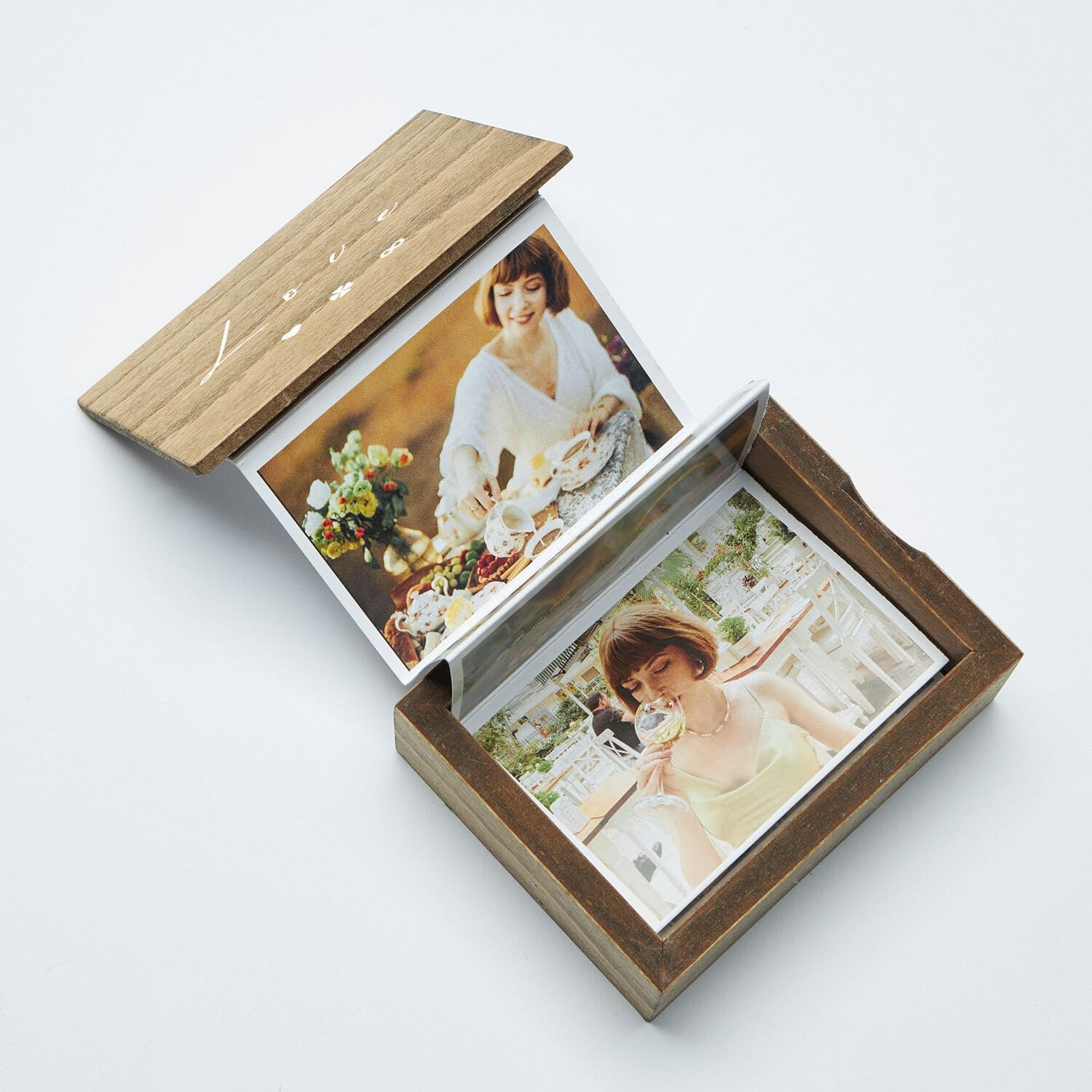 Photographs - Personalized Wooden Accordion Photo Box - Customized Photo Gifts Great for Weddings, Anniversaries, and Special Milestones (Love)