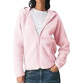 Xaspee Women's Fleece Zip Up Jacket Fuzzy Sherpa Hooded Jackets Coats Casual Long Sleeve Sweatshirts with Hood