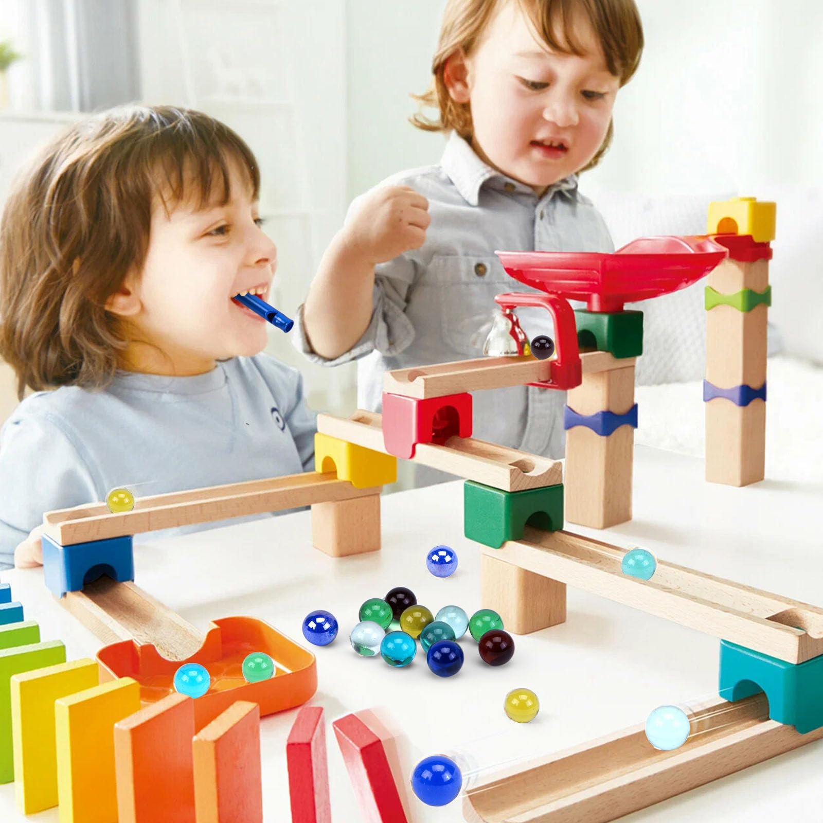 POPLAY 200PCS Marbles Bulk, for Marbles Run Games