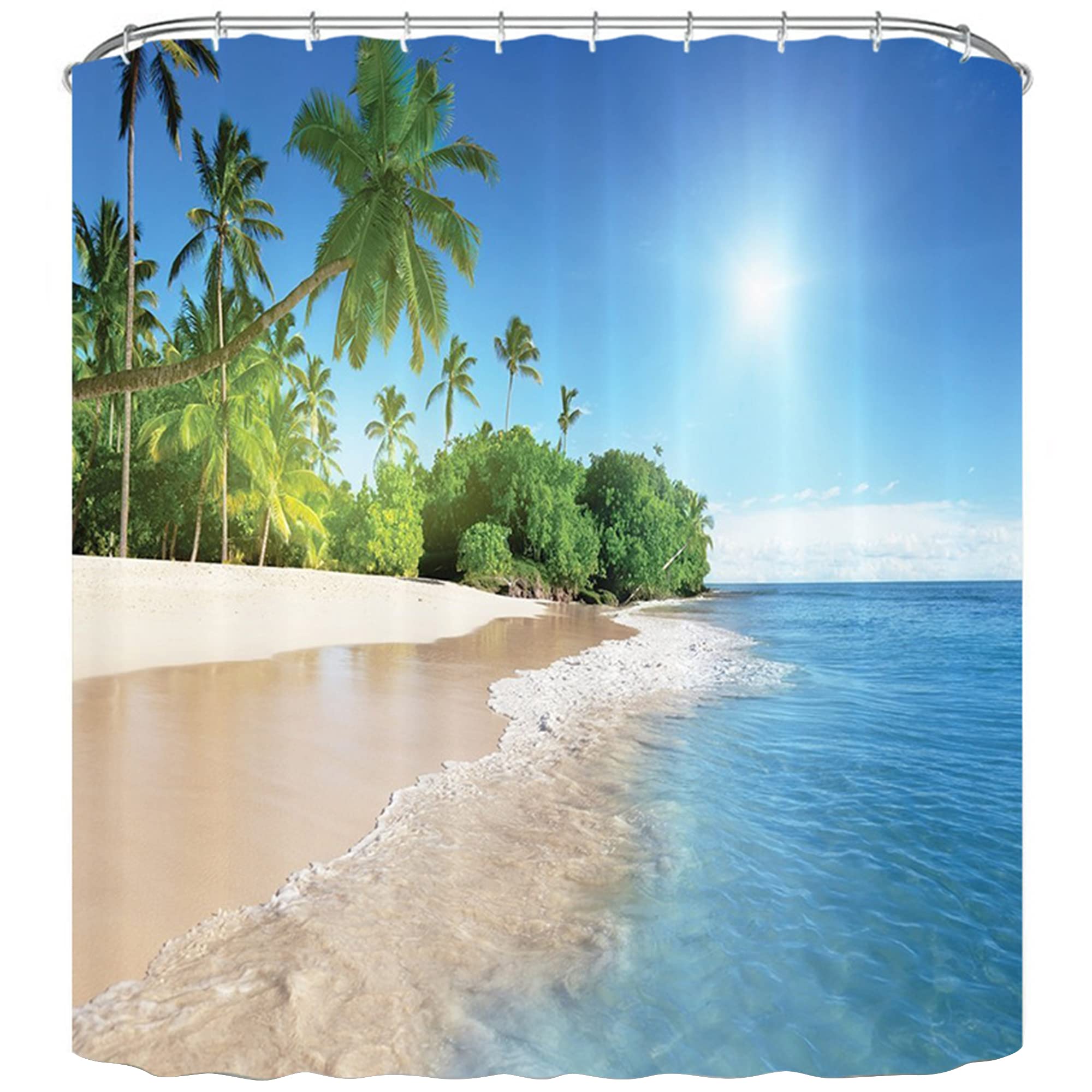 NiCoLa Shower Curtain Fabric Washable Bathroom Shower Polyester Fabric, 3D Shower Curtain with 12pcs Hooks for Bathroom