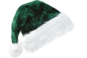 CIPOWM Christmas Santa Hat for Adults, Velvet Santa Hats Plush Christmas Hat for Xmas New Year Party Decorations and Supplies