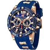 MF MINI FOCUS Men Watches Unique Casual Wrist Watches (Chronograph/Waterproof/Luminous/Calendar/24 Hours) Silicon Band Fashion Watches for Men
