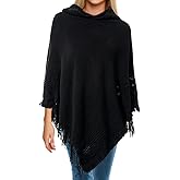 Skicuff Women Hooded Cape Ponchos Sweater Solid Knit Versatile Lightweight Shawl Wrap Scarf Cape Poncho Accessories