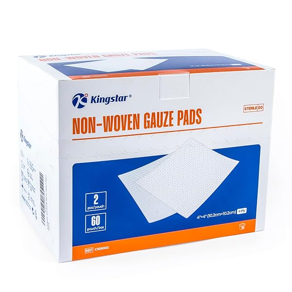 KINGSTAR STERILE NONWOVEN GAUZE PADS, 4″X 4″ WOUND...