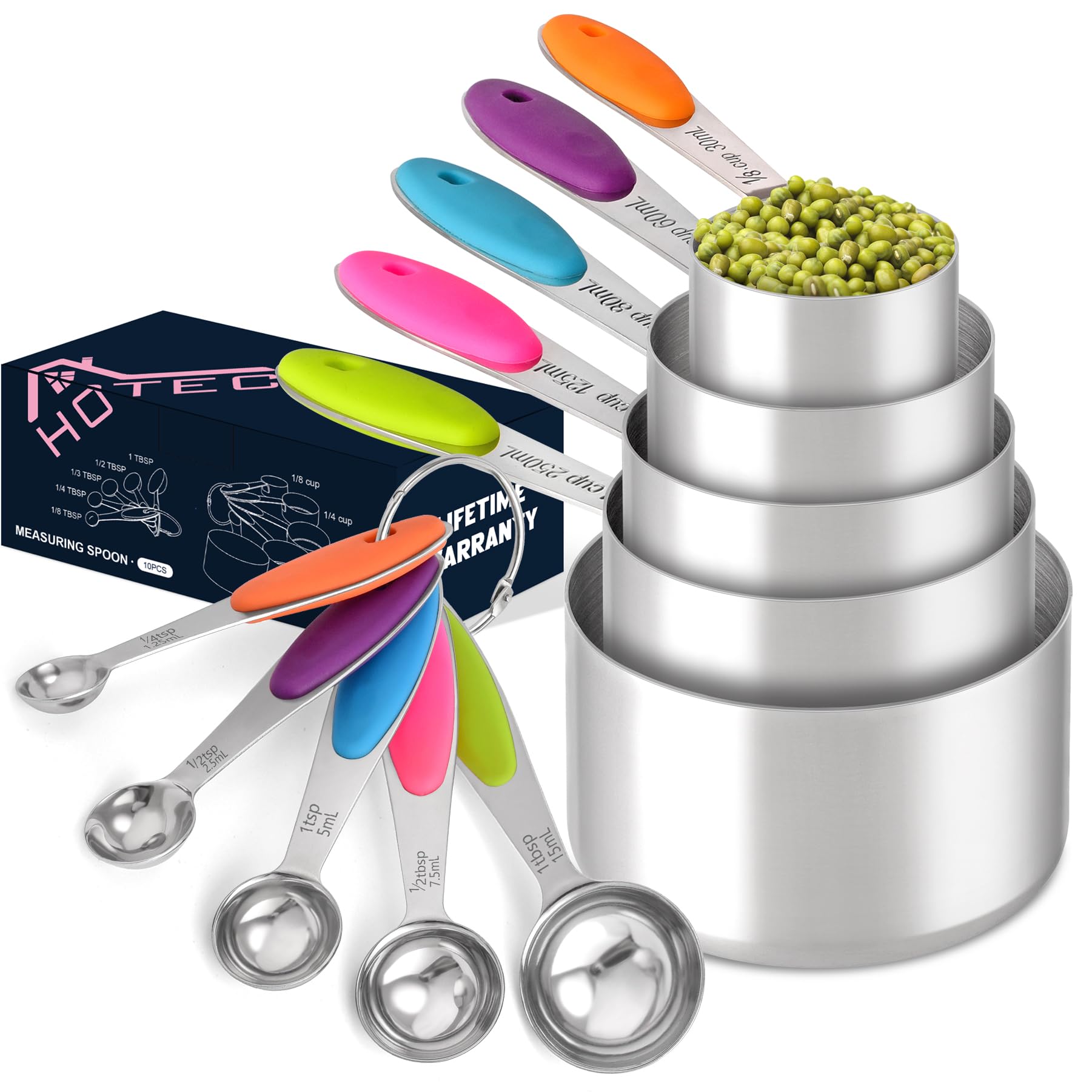 Photo 1 of **INCOMPLETE** HOTEC Measuring Cups &Spoons Set, Kitchen Gadagets Cooking Baking, Measuring Spoons, Heavy Duty & Dishwasher Safe for Dry and Liquid Ingredients, Multicolor