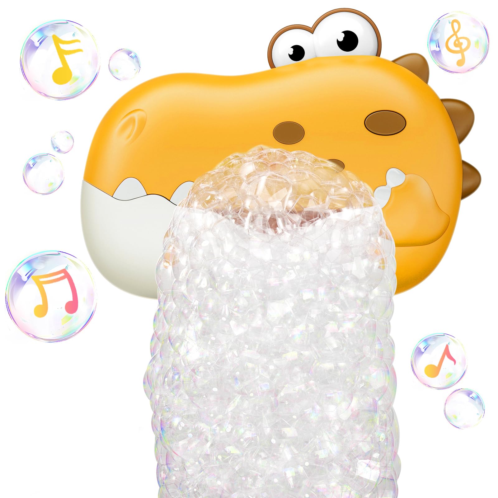 MACALOCA Dinosaur Bath Toys,Baby Bath Toys for the Baby Bathtub,Toddler Automatic Musical Bubble Machine Birthday for 1 2 3 4 5 Years Old Boys Girls (Yellow)