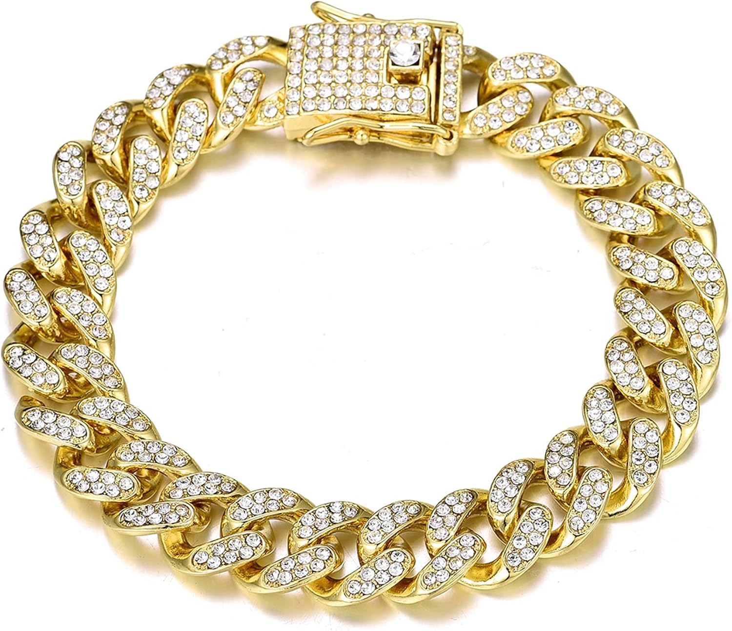 FEEL STYLE Iced Out Cuban Bracelet 8.5 inch Bling Zirconia Cuban Miami