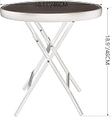 PHI VILLA Folding Side Table, Round Patio Table, Tempered Glass Top view 3