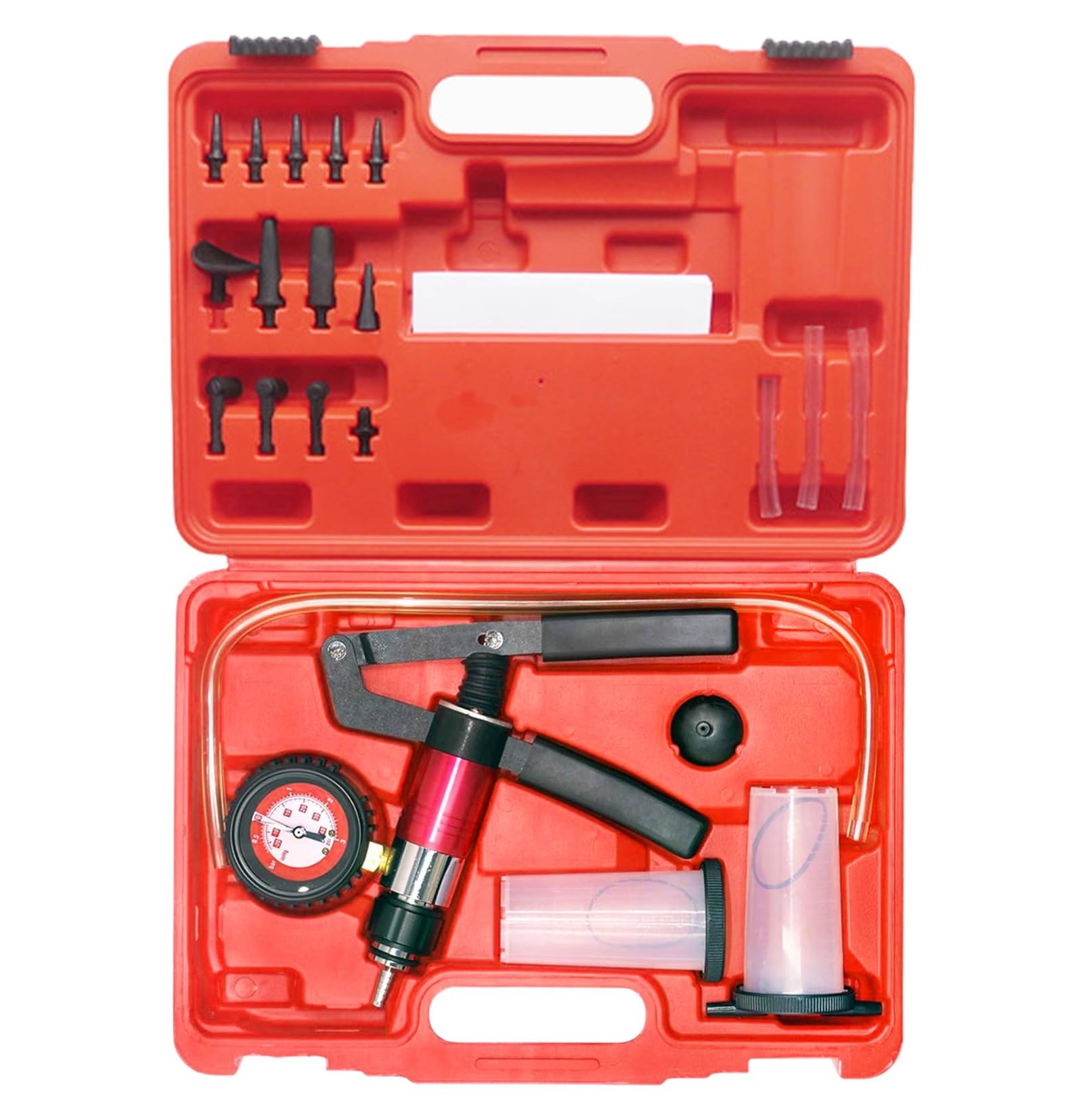 Photo 1 of Hand Held Vacuum Pump Tester Brake Bleeder Kit, Brake Bleeder Vacuum Pump Kit with Pressure Gauge and Adapters Set for Bleeding Clutch Fluid Extractor Oil Change Car Truck Motorcycle
