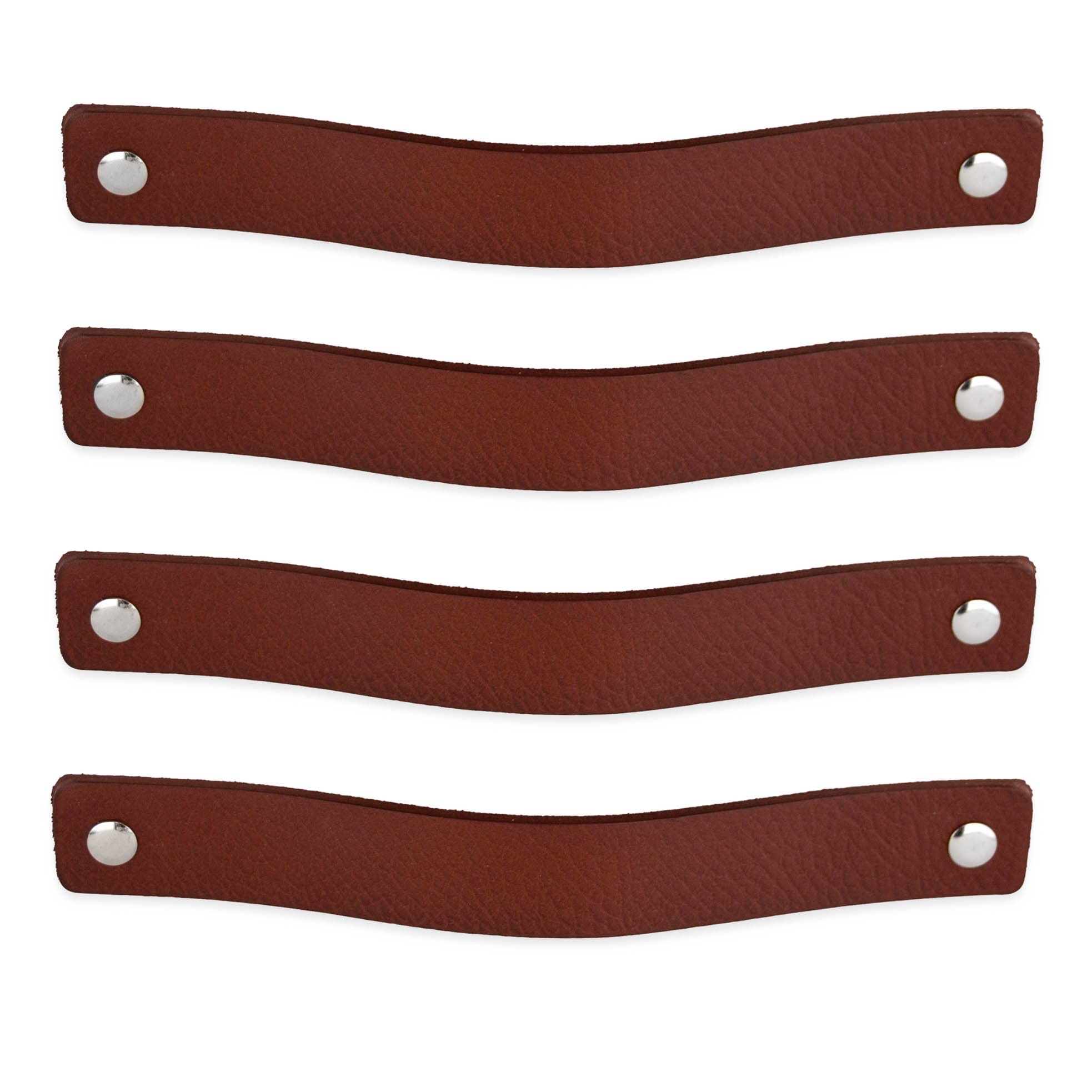 Brute Strength - Leather Handles for Furniture - Cognac - 4 pcs - 20 x 2,5 cm - Cabinet Handle, Door Handle for Kitchen, Bathroom, cabinets, Dresser, Wood