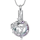 zeqingjw Crystal Hummingbird Cremation Urn Necklaces for Ashes Stainless Steel Urn Jewelry for Human Pets Keepsake Jewelry for Loved Ones