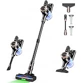 Trucozie Cordless Vacuum Cleaner, 8-in-1 Lightweight Stick Vacuum with 45mins Runtime, Powerful Suction, Green Light &amp; Self-Standing Vacuum Cleaners for Home, Hardwood Floors, Carpet, Pet Hair, Black